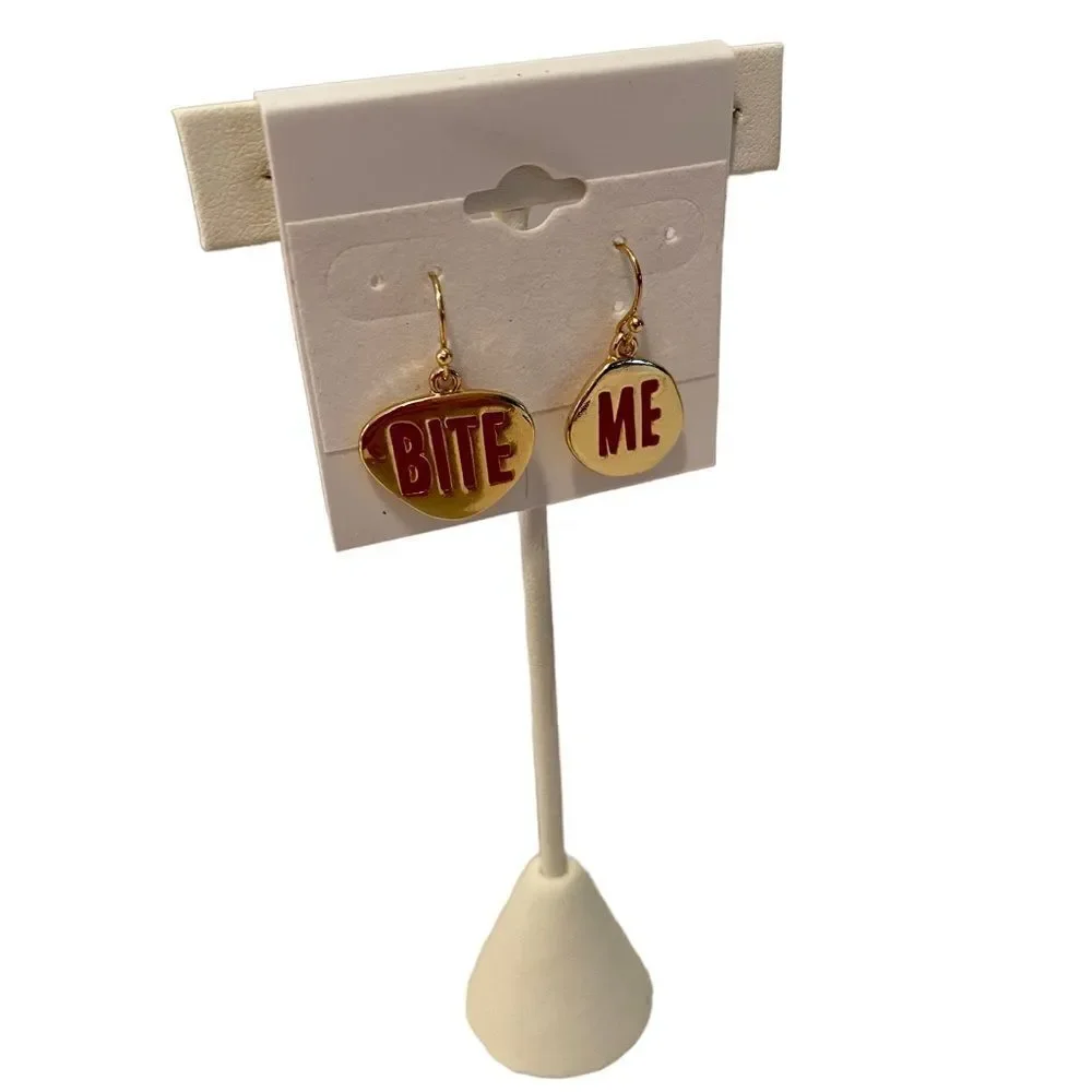 Bite Me Drop Earrings in Gold & Red. Let your earrings do the talking ;-))